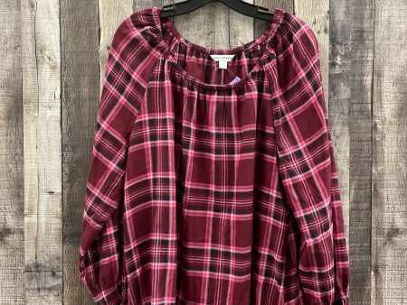 Top Long Sleeve By Counterparts In Plaid Pattern, Size: Xl For Cheap