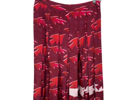 Celia Sparrow Print Silk Skirt Designer By Elle Sasson In Red, Size: 6 on Sale