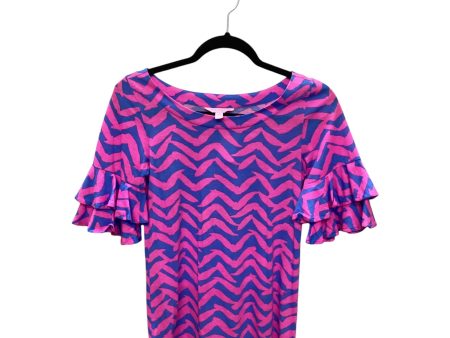 Top Short Sleeve Designer By Lilly Pulitzer In Blue & Pink, Size: Xxs Discount