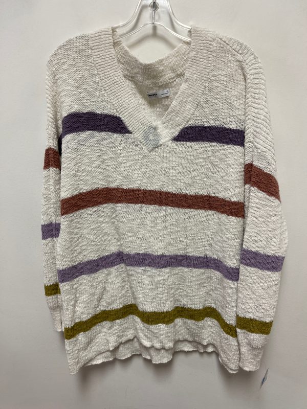 Sweater By Sonoma In Cream & Purple, Size: 1x For Cheap